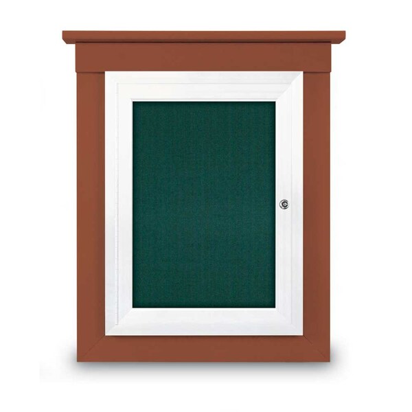 42"x32" 2-Door Enclosed Letterboard, Header, Grey Vinyl/Cherry